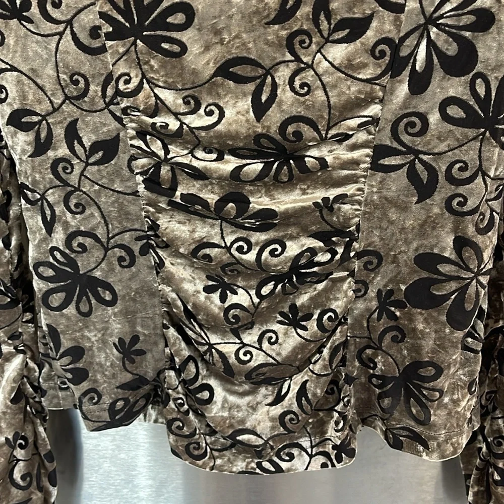 Velvet‎ Burnout Joseph Ribkoff Women's Floral Zip-Up Jacket Sz 10 Black & Silver